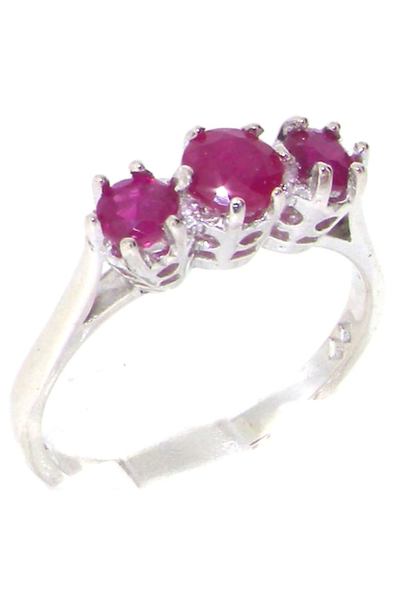 925 Sterling Silver Natural Ruby Womens Anniversary Ring - Size 12