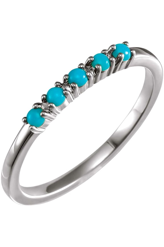 925 Sterling Silver Natural Simulated Turquoise Round 2mm Polished Cabochon Stackable Ring Size 7 Stackable Ring for Wom