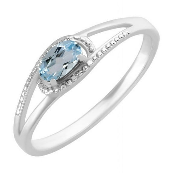925 Sterling Silver Natural Sky Blue Topaz Gemstone Promising Ring Silver Jewelry For Women
