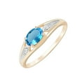thumbnail image 1 of 925 Sterling Silver Natural Swiss Blue Topaz Gemstone Gold Plated Silver Ring For Women, 1 of 2