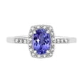 thumbnail image 1 of 925 Sterling Silver Natural Tanzanite Gemstone December Birthstone Halo Style Ring For Womens, 1 of 2