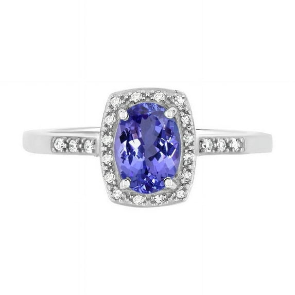 925 Sterling Silver Natural Tanzanite Gemstone December Birthstone Halo Style Ring For Womens