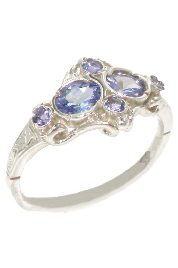 925 Sterling Silver Natural Tanzanite Womens Promise Ring - Size 4.5