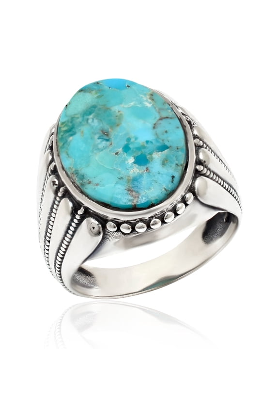 925 Sterling Silver Natural Turquoise Gemstone Men's Ring Vintage Handmade christmas Gift Jewelry Size 13