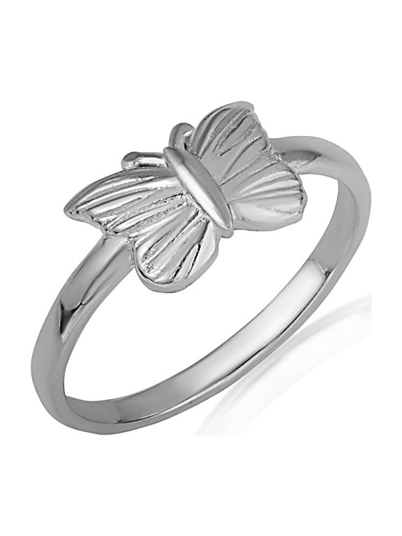 925 Sterling Silver Nature Butterfly Ring (Size 12)