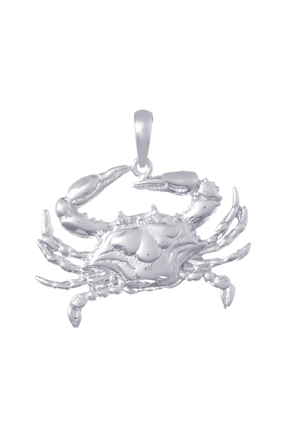 925 Sterling Silver Nautical Charm Pendant, 2D Blue Crab
