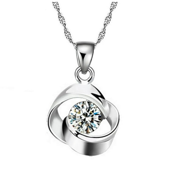 925 Sterling Silver Necklace Cubic Zirconia Pendant Necklace for Women Fashion Jewelry Accessories with Gift Box