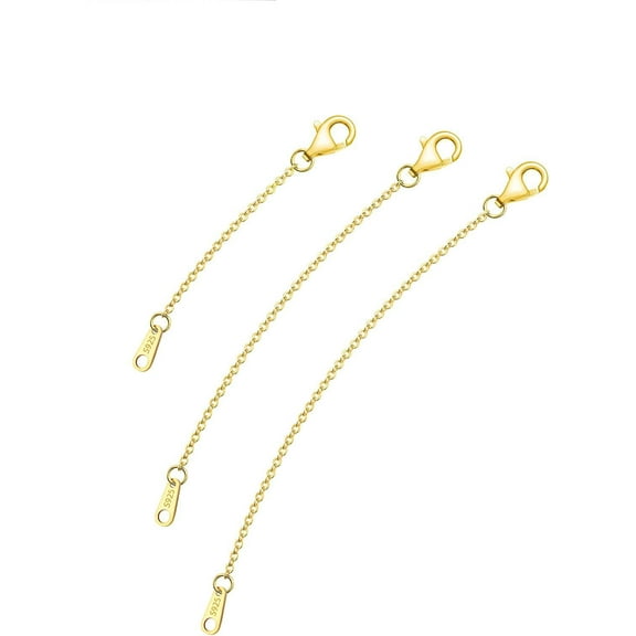 925 Sterling Silver Necklace Extender Gold Necklace Extender Gold Chain Extenders for Necklaces 2", 3", 4" Inches
