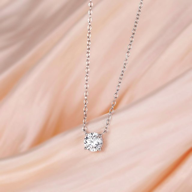 925 Sterling Silver Necklace For Women 0.5/0.8/1Ct Round Cut Cubic