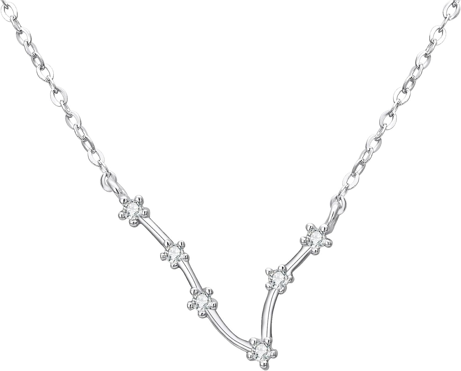 925 Sterling Silver Necklace - Pisces Constellation Zodiac 12 Horoscope ...