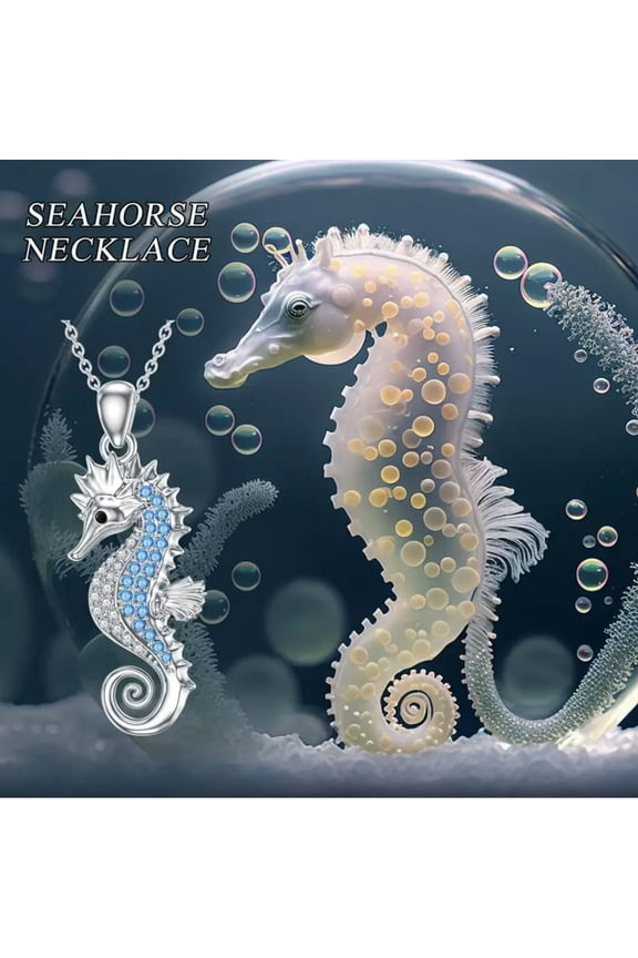 925 Sterling Silver Necklace with Seahorse Charm, Birthday Jewelry Gifts for Women, Mom and Best Friend, Anniversary Valentines Day, Holiday Gifts