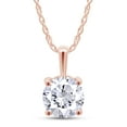 thumbnail image 1 of 925 Sterling Silver Necklace for Women, 2CT D Colorless Moissanite Necklace Round Brilliant Cut Solitaire Pendant Necklace 18K Rose Gold Plated Silver Classic 4 Prong 18 Inch Chain Necklace, 1 of 9