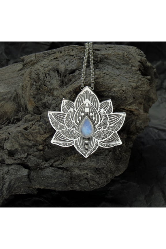 925 Sterling Silver Necklace for Women Filigree Art Lotus Flower Women Pendant Necklace