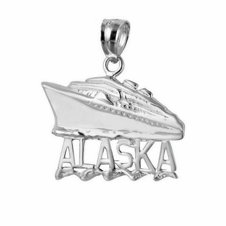 925 Sterling Silver Necklace w/ Alaska Cruise Ship Pendant Charm