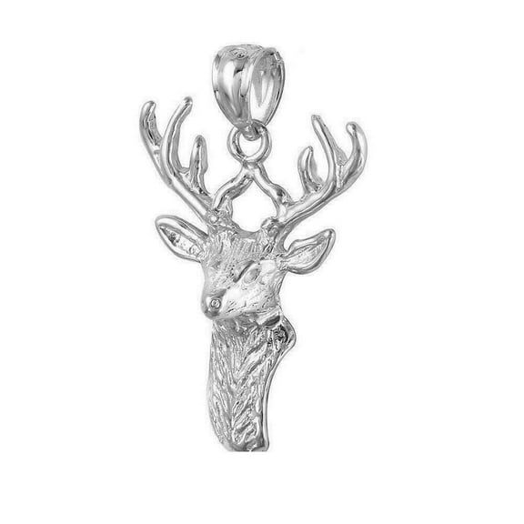 925 Sterling Silver Necklace w/ Deer Head Pendant Charm