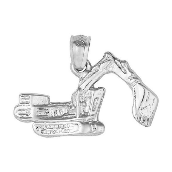 925 Sterling Silver Necklace w/ Excavator Bulldozer Charm Pendant