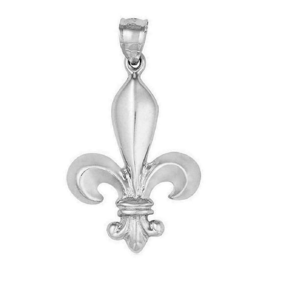 925 Sterling Silver Necklace w/ Fleur De Lis Large Pendant