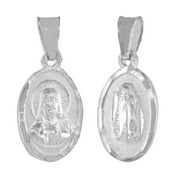 SURANO DESIGN JEWELRY 925 Sterling Silver Necklace w/ Guadalupe & Sacred Heart of Jesus 2-sided Pendant Charm