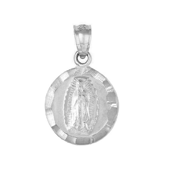 925 Sterling Silver Necklace w/ Guadalupe & Sacred Heart of Jesus 2-sided Pendant Charm