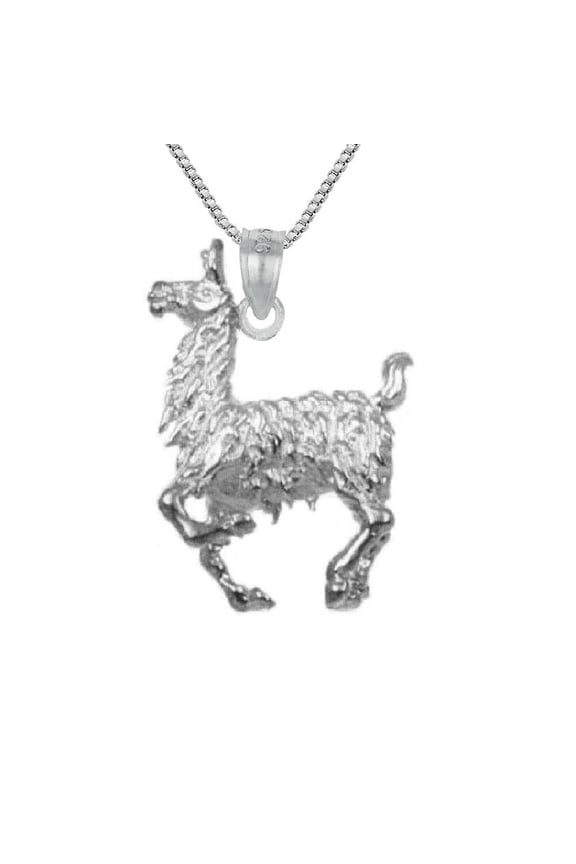 925 Sterling Silver Necklace w/ Llama 3D (3 Dimensional) Solid Pendant