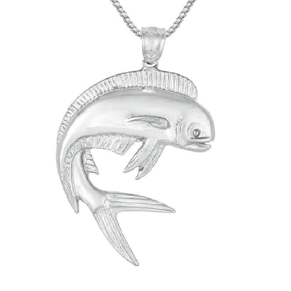 925 Sterling Silver Necklace w/ Mahi Mahi Fish Pendant