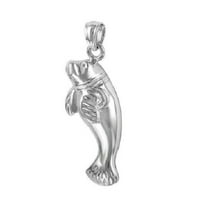 925 Sterling Silver Necklace w/ Manatee Pendant Charm