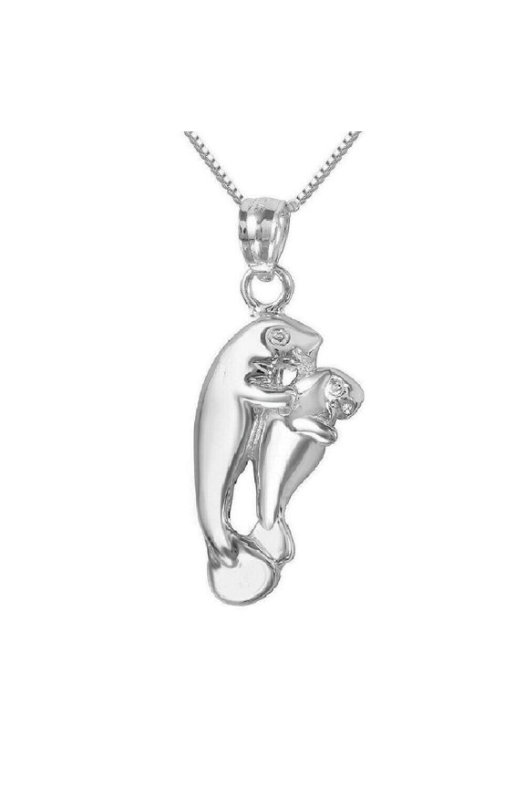 925 Sterling Silver Necklace w/ Manatee Pendant Charm