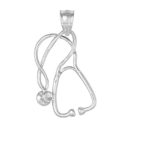 925 Sterling Silver Necklace w/ Medical Stethoscope Pendant Charm