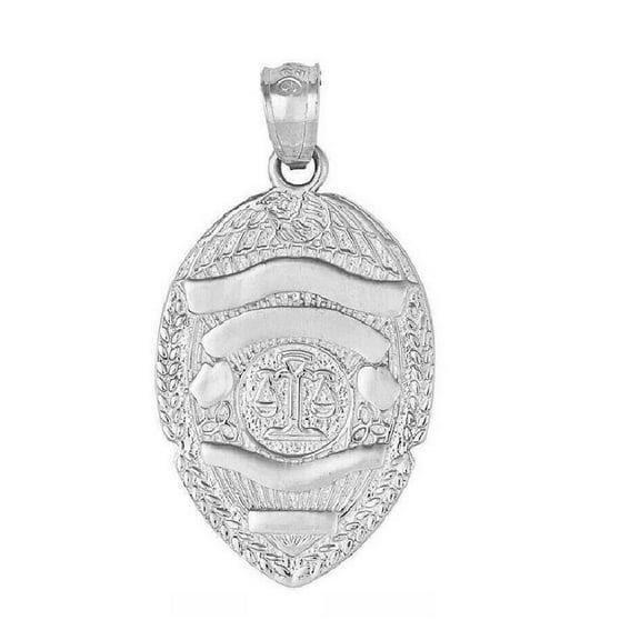 925 Sterling Silver Necklace w/ Police Badge Pendant Charm