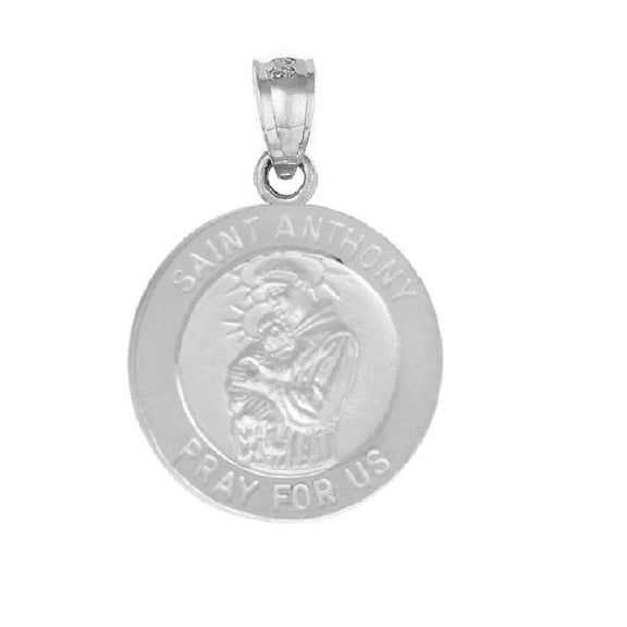 925 Sterling Silver Necklace w/ Saint Anthony Pray For Us Pendant Charm