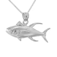 thumbnail image 1 of 925 Sterling Silver Necklace w/ Tuna Fish Pendant Charm, 1 of 4