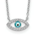 thumbnail image 1 of 925 Sterling Silver Necklace with Pendants Chain Enamel Eye w/CZ 18 inch, 1 of 4