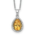 thumbnail image 1 of 925 Sterling Silver Necklace with Pendants Chain Rhodium Polished Citrine & CZ 18 inch, 1 of 3
