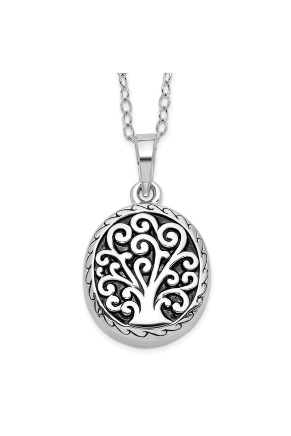 925 Sterling Silver Necklace with Pendants Chain Sentimental Expressions Antiqued Tree of Life Ash Holder 18in 18 inch