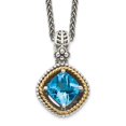 thumbnail image 1 of 925 Sterling Silver Necklace with Pendants Chain Shey Couture 14K Accent 18 Inch Antiqued Cushion Swiss Blue Topaz mm, 1 of 5