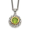 thumbnail image 1 of 925 Sterling Silver Necklace with Pendants Chain Shey Couture 14K Accent 18 Inch Antiqued Round Bezel Peridot mm, 1 of 5