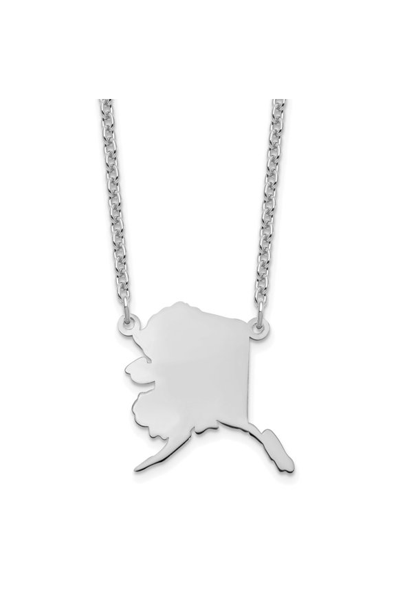925 Sterling Silver Necklace with Pendants Chain Silver/Alaska State