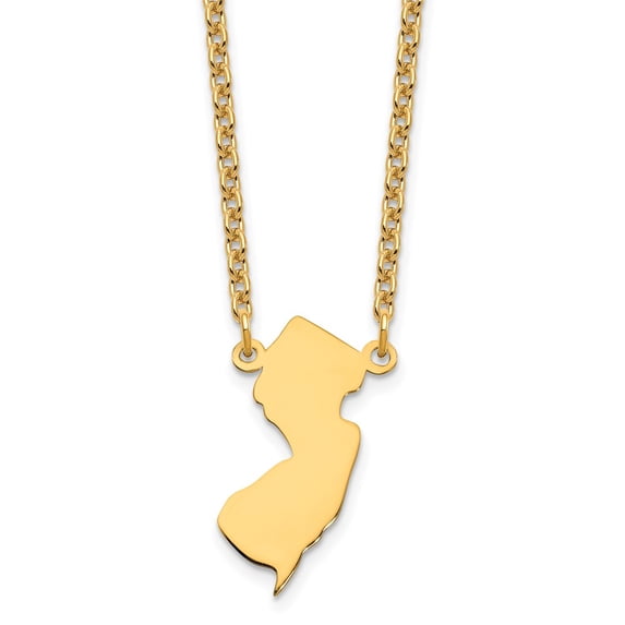 925 Sterling Silver Necklace with Pendants Chain Silver/Gold-plated New Jersey State