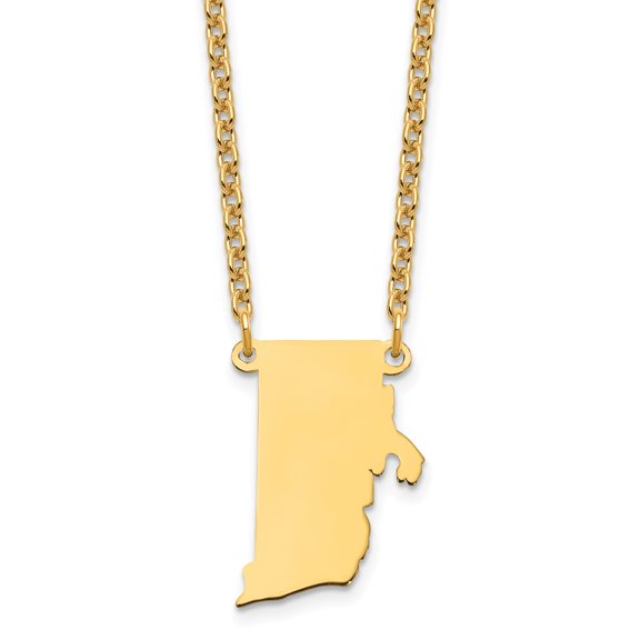 925 Sterling Silver Necklace with Pendants Chain Silver/Gold-plated Rhode Island State