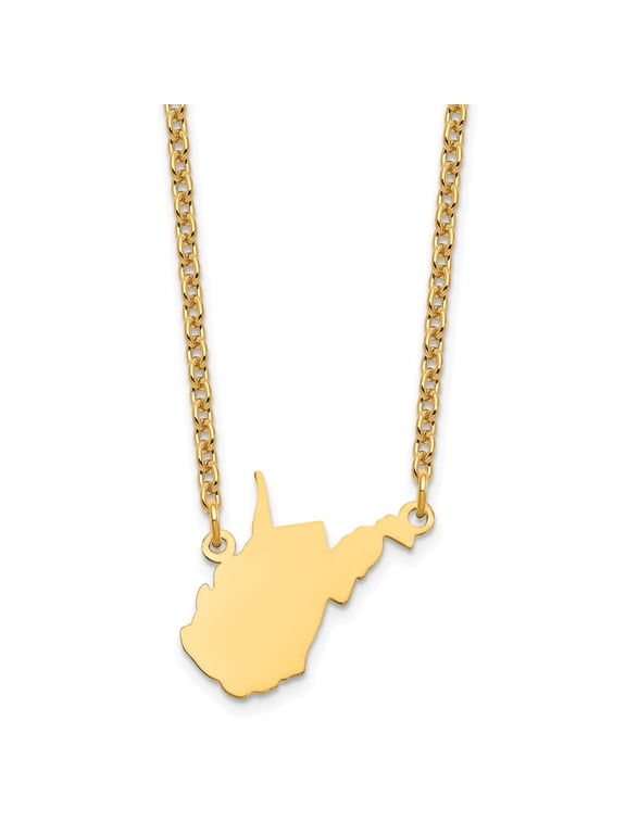925 Sterling Silver Necklace with Pendants Chain Silver/Gold-plated West Virginia State