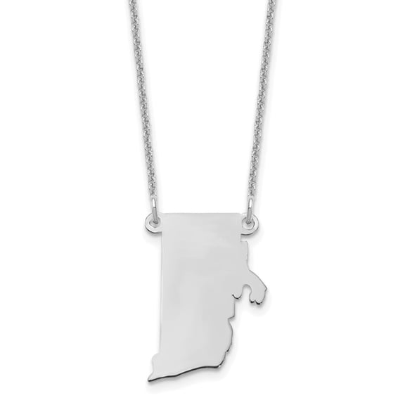 925 Sterling Silver Necklace with Pendants Chain Silver/Rhode Island State