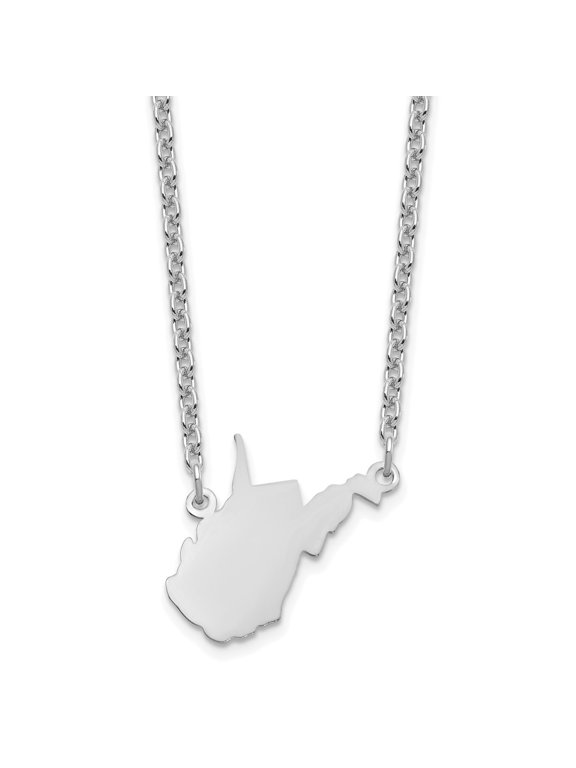 925 Sterling Silver Necklace with Pendants Chain Silver/West Virginia State