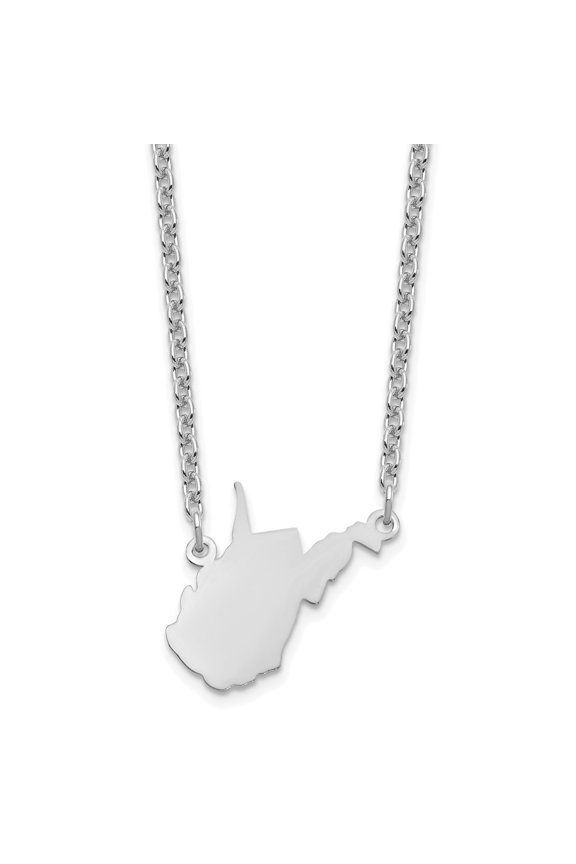 925 Sterling Silver Necklace with Pendants Chain Silver/West Virginia State