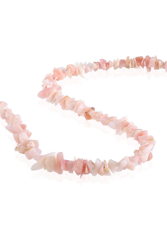 Pink Opal Rough Nugget Bead Necklace in 925 Sterling Silver with White Rhodium Finish  Women Gift, 60 cm