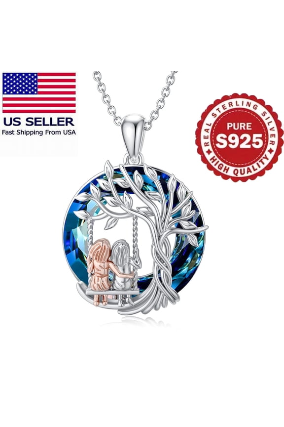 925 Sterling Silver Necklace with Tree of Life Two Sister Forever My Friend Pendant, Fruilibee Jewelry Gifts for Women and Best Friend