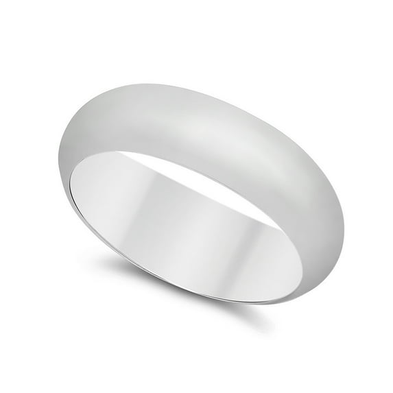 925 Sterling Silver Nickel-Free 6.8mm Domed Wedding Band, Size 10 - Made in Italy + Cleaning Cloth