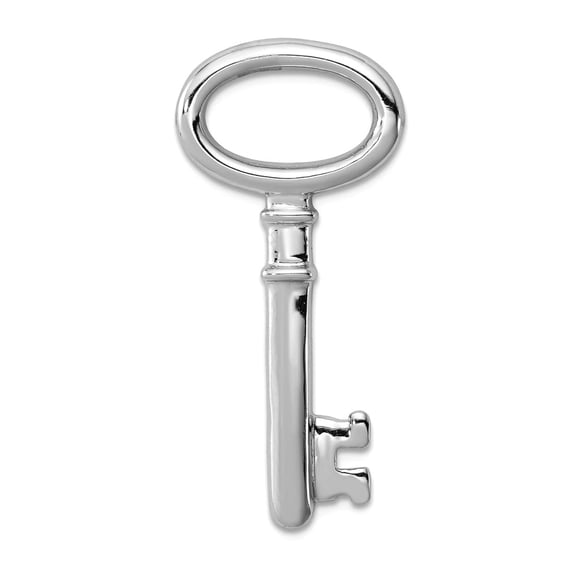 925 Sterling Silver No bail Polished Key Pendant Necklace 33x15mm Wide-Pendant for Women - 2.5 Grams