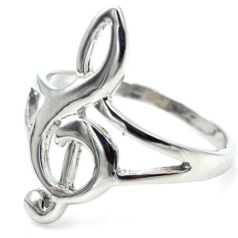 Musical Note Ring Pattern 925 Sterling Silver Non-mainstream Rings Music Notes Pattern Silver ...