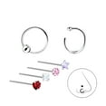 thumbnail image 1 of 925 Sterling Silver Nose Ring, Fake Nose Ring & 4 Nose Studs with Crystals Set, 1 of 2