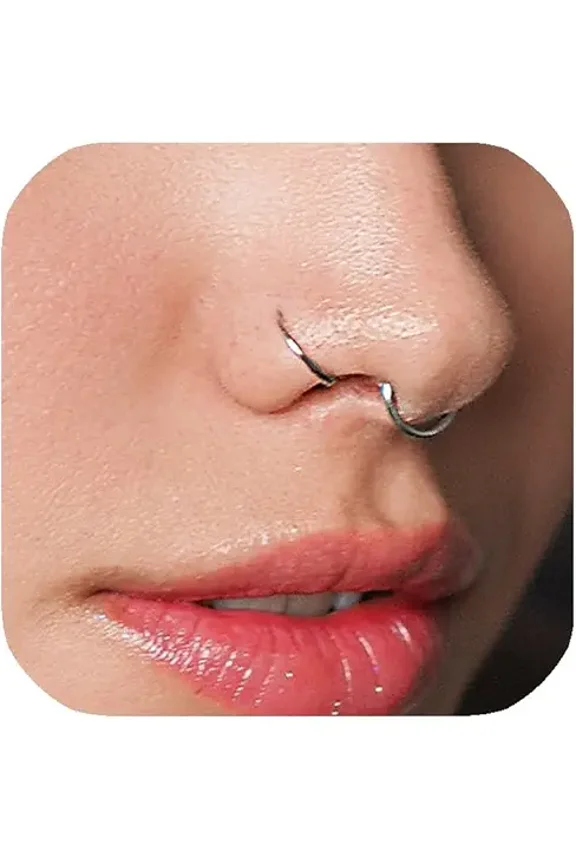 925 Sterling Silver Nose Ring Hoop for Women | Small Thin 7mm 22 Gauge Nose Piercing Jewelry